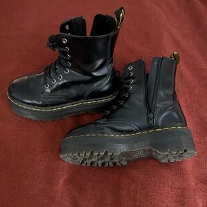 Dr Martens Black Leather Platform Boots